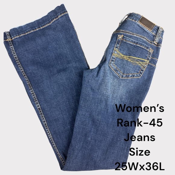 *Rank•45* Dark Wash Mid-Rise Flare Jeans size 25W x 36L - Picture 1 of 9
